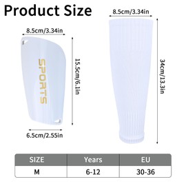 KOOOGEAR Kids Soccer Shin Guards,Football Sock Sleeves,Soccor Grip Socks,Youth Boys Girls 3 in 1 Shin Pad Sleeves for Football Games,EVA Cushon Protection Reduce hit Injuries (Kid White, M)