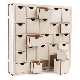 sulanmo Christmas Wooden Advent Calendar with 25 Drawers, Countdown to Christmas Decoration Xmas Countdown Calendar 2025 Hand Painted Refillable Advent for Holiday Decoration