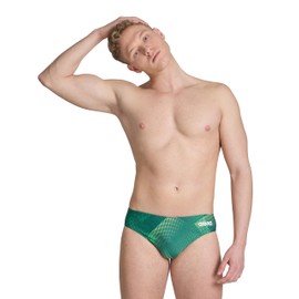 ARENA Boys' Standard Performance Halftone Swim Briefs Athletic Swimwear Professional Swimsuit, Team Green