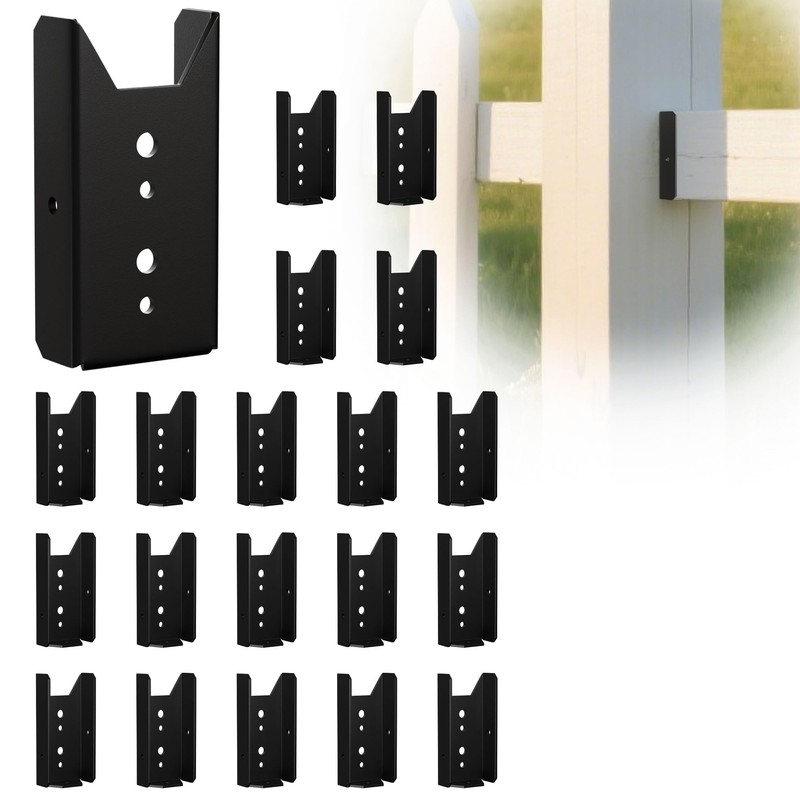 20PCS 2x4 Fence Brackets - Black Powder Coated 18 Gauge
