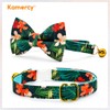 Kamercy Cat Bow Collars, Floral Tropical Leaf Green/Red Cat Collars