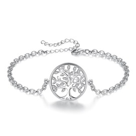 CELESTIA Tree of Life Bracelet Sterling Silver Bracelets for Women 925 Family Bracelet Friendship Bracelets Mother's Day Jewellery Tree of Life Gifts for Women 7.8"