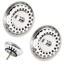 Jinpojun Pack of 2 Sink Strainer Baskets, Diameter 79.3 mm, Sink Plug, Anti Clogging Strainer with Basket for Sink, Drain Plug, Kitchen Sink - Stainless Steel, Drain Filter, Sink Drain Plug Stopper