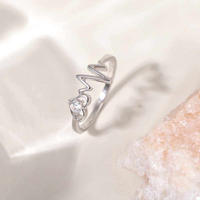 Arvaleff 925 Sterling Silver Rings for Women Wedding Band Heart