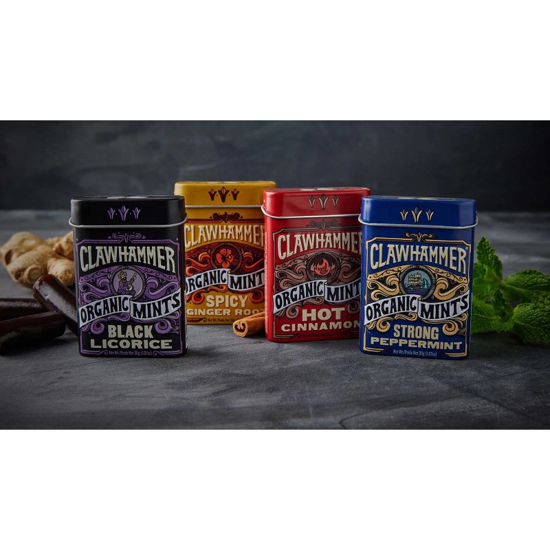Clawhammer Organic Hot Cinnamon Breath Mints 30 Count Pack of