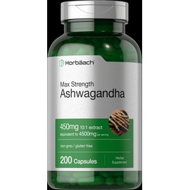 Horbäach Ashwagandha Capsules 4500mg | 200 Capsules | Non-GMO, Gluten Free | by Horbaach