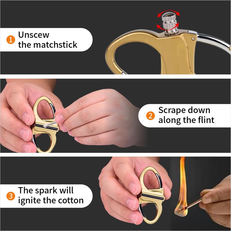 Keychain Lighter, Permanent Match Infinity Lighter, Reusable Waterproof Match Strike