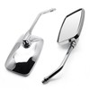 Chrome Motorcycle Mirrors, 10MM 8MM Bolt Universal Rectangular Handlebar Rear