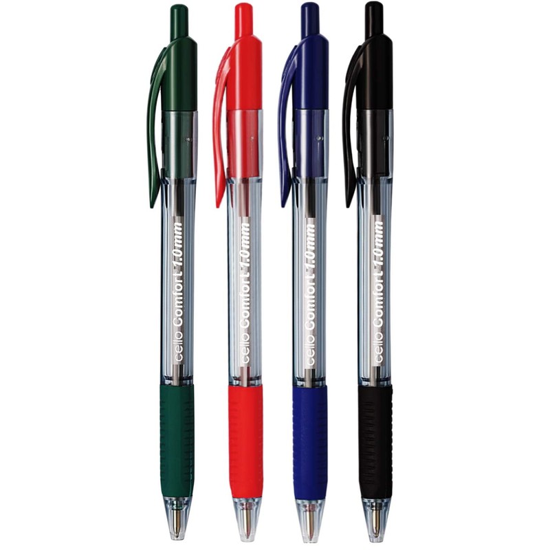 Cello Ballpoint Multi Coloured Pens, Pack of 12, Smooth Writing