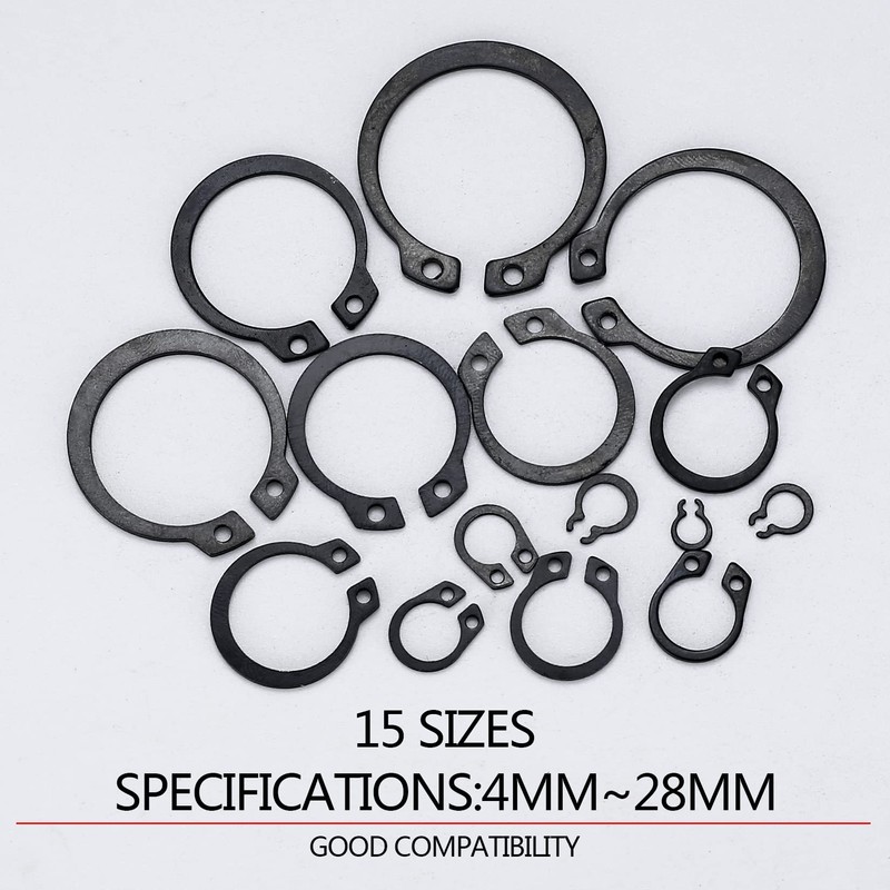 350 Pcs Circlips Set, E-Clips Snap Rings, External Retaining Ring