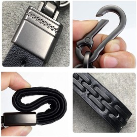 CloverCy Men's Leather Key Fob, Car Key Fob, Leather Lanyard Gift for Men and Women (Brown), black