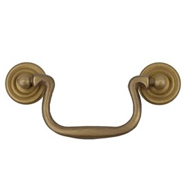 Antiqued Cast Brass Swan Neck Drawer Bail Pull | Centers: 3 1/2" | Handle for Antique Cabinet Door, Dresser Drawer, Desk | Reproduction Furniture Hardware | BP8-BAB
