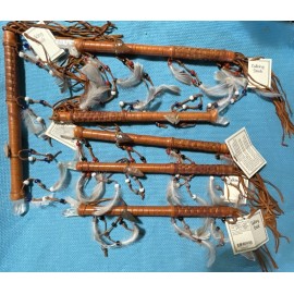 1 ONE Navajo talking stick 14" w/dangle beads & Stone Arrowhead signed by Artist