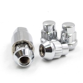 Wheel Accessories Parts 4 PC 14x1.50 Chrome Wheel Locking Lug Nuts Acorn Cone Seat Closed End M14x1.50 Thread Size Premium Wheel Lock Set with Key (Set of 4)