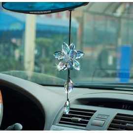 Flor de Loto accesorio de cristal de imitación para retrovisor de automóvil (Colorful)