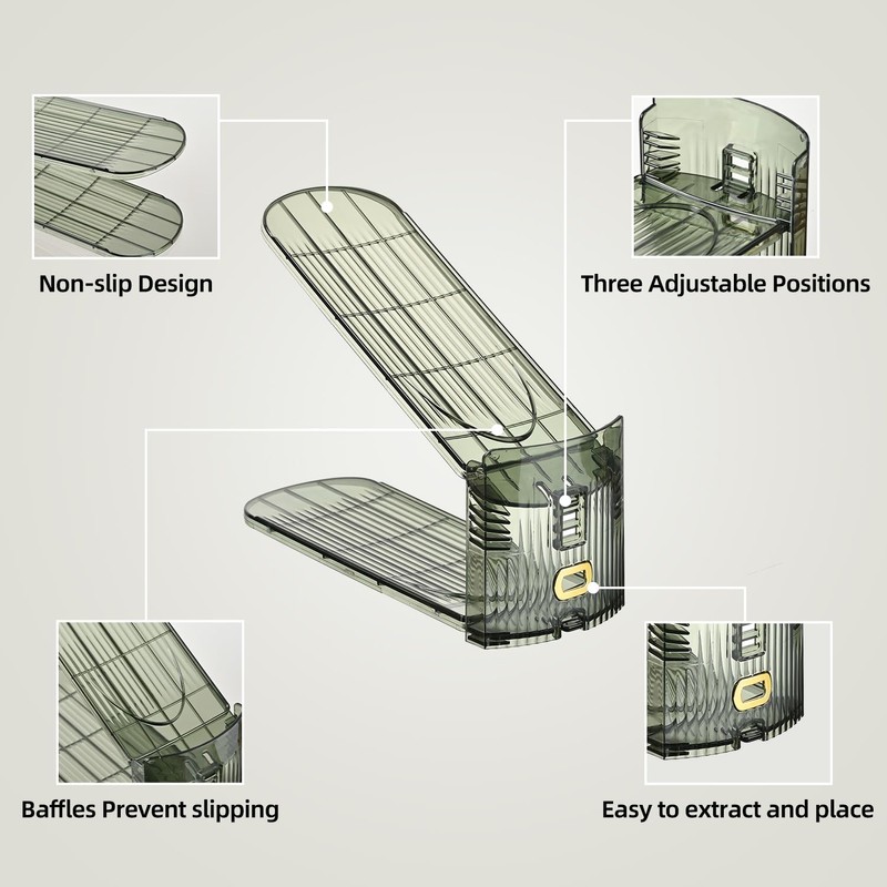 Uni HIMO 20 Pack Shoe Slots Organizer Adjustable Level Shoe