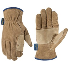 Guantes de trabajo de piel auténtica para hombre, resistentes al agua, HydraHyde, grandes (Wells Lamont 1019)