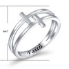 Inspirational Jewelry Sterling Silver Engraved Faith Double Cross Ring Christian