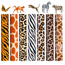 HTVRONT Leopard HTV Heat Transfer Vinyl - 8Pcs Leopard Iron on Vinyl for T-Shirts, Easy to Cut & Weed Cheetah Print HTV - 12X10in Pattern HTV for Cricut & Silhouette Cameo