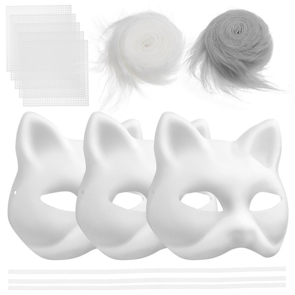 Vaguelly 1 Set Empty Masks White Therian Masks Japanese Fox
