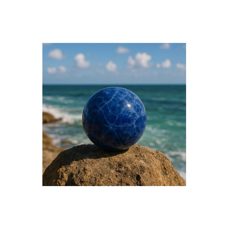 Natural Polished Sodalite Ball, Polished Crystal with Energy Properties, Polished