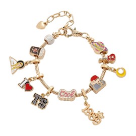 AIQIUQIU Gold Bracelet for Girls Women, Taylor Bracelets Jewelry Merch Gift Stuff Country Music Singer Beads Bracelets for Music Lover Ideal Party Daily Life, Adjustable Gold Chain Bracelet