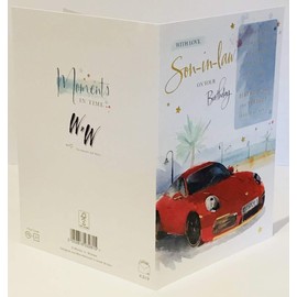 Words and Wishes Son-in-Law Birthday Card - Red Sports Car - 8.5 x 6 Inches