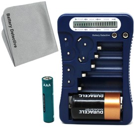 Battery Detective 12 Type Battery Tester with LCD Display, AAA Battery & Cloth, for Household Batteries AA AAA C D 9V CR2032 CR123A N/LR1 CR2 CR-V3 2CR5 CR-P2 1.5V/3V Button Cell Batteries (Blue)