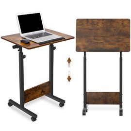 KOUPA Height Adjustable Standing Desk widths16 in Length 24 in, Portable Rolling Mobile Stand Up Table with Wheels, 360 Degree Flip Laptop Computer Desk for Home Office, Rustic Brown