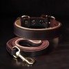 PET ARTIST Genuine Leather Dog Collar and Leash Set, Soft