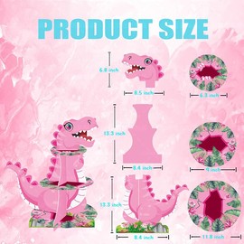 3 Tier Pink Dinosaur Cupcake Stand Party Decorations,Pink Dinosaur Theme Cupcake Holder Decorations,Dinosaur Dessert Tower Jungle Dino Theme Party Birthday Supplies