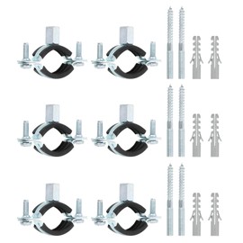sourcing map 6 Pcs Adjustable Pipe Bracket Clamp, 1"(25mm) Wall Ceiling Mount Split Ring Pipe Hanger Galvanized Iron Pipe Strap Support with Screw & Expansion Tube for Pipe Tube