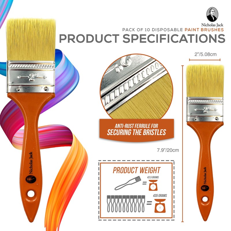 10 Pack Paint Brushes Ideal for Walls & Ceilings, Paint