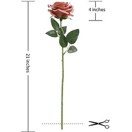 Laelfe Flores Artificiales Rosas Rosa Polvorienta Flores de Seda Falsas Tallo Largo Rosas Artificiales para Decoraciones de Hogar Boda Baño Fiesta