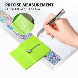 FOSHIO Green Edge Wrap Cutting Template Tool, Precise Measurement Adjustable Edge (5-35mm) Straight Line Cutting Guide for Furniture, Vinyl & Wallpaper Wrapping (Style 1)