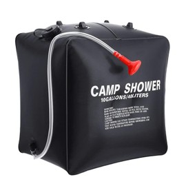 Aurorasports 1Pc Water Bag Solar Heated, Leak‑Proof Solar Shower Bag Durable for Outdoor for Camping (Black, 40L)