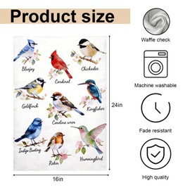 Hauojaus 4PCS Birds Kitchen Towels Gifts for Bird Lovers Women,Birds on Branch Kitchen Dish Towels, Bird Decorative Cardinal Hummingbird Bluejay Absorbent Hand & Tea Towel for Kitchen Cleaning