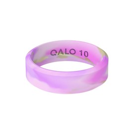 QALO Women's Rubber Silicone Ring, Natural Stone Modern Rubber Wedding Band, Breathable, Durable Engagement Silicone Ring, 6.5mm Wide 1.8mm Thick, Amethyst, Size 7