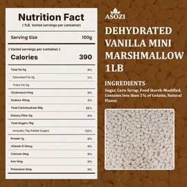 Dehydrated Vanilla Mini Marshmallows 1LB - Mini Marshmallows Bits for Hot Chocolate, Baking, Desserts, Trail Mix & Candy Making - Perfect for Cupcakes & Ice Cream Toppings in Resealable Bag