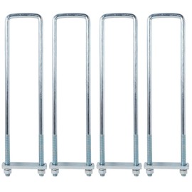 BGTLGIO 4Pack 4“ X 20" Square Bend U-Bolt Kit, Heavy Duty Steel 5/8 Inch Diameter, 4 Complete Sets with 1-1/8" x 6" Tie Bars for Truck Chassis.