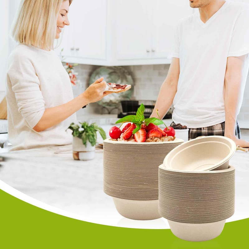 100 Pack 12 oz Disposable Paper Bowls, Heavy Duty Compostable