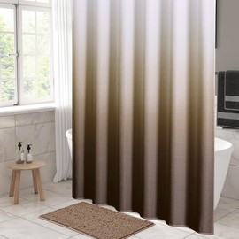 MitoVilla Brown Ombre Waffle Fabric Shower Curtain, Modern Waffle Weave Textured Shower Curtains for Luxury Rustic Bathroom Decor, Vintage Weighted Bathroom Shower Curtain, 72 x 72