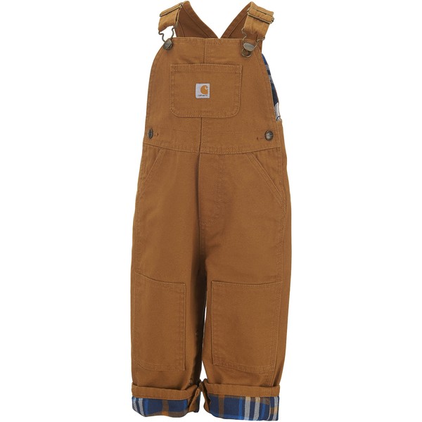 Carhartt Baby Boys' Canvas Overall Flannel Lined, Brown, 18 Months