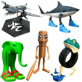 Lemoneon Tralalero Tralala Action Figure Set Italian Brainrot Shark Meme Figures Toys Tung Tung Tung Sahur Animals 3D Toys for Fans