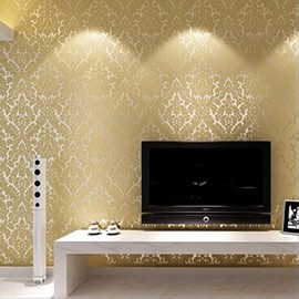 QIHANG European Vintage Damask Wall Paper PVC Embossed Textured Wallpaper Roll Home Decoration Beige Color