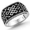 Solid 925 Sterling Silver Special Anatolian Motif Luxury Turkish Men's