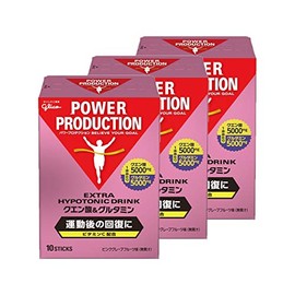 Glico Power Production Extra Hypotonic Drink, Citric Acid & Glutamine Pink Grapefruit Flavor, 1 Bag, 0.4 oz (12.4 g), 10 Bottles x 3 Boxes