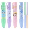 Cisixin 4 Pieces Retractable Erasers, Eraser Pen Holder with 4