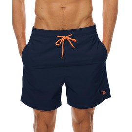 YSENTO Swimwear, Men's Surf Pants, Plain, Amphibious, Ocean Pants, Half Pants, Elastic Waist, Breathable, Quick Drying, Board Shorts, Beach Shorts, nvy,