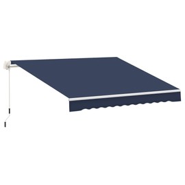 Outsunny 10' x 8' Retractable Awning, Patio Awnings, Sunshade Shelter w/Manual Crank Handle, UV & Water-Resistant Fabric and Aluminum Frame for Deck, Balcony, Yard, Blue